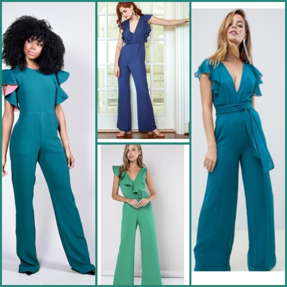 Teal Jumpsuit Pants Turquoise NEW Retro Disco 70s - Picture 9 of 12